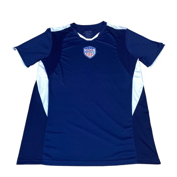 High Five USA Soccer Jersey Blue White Adult Size Small Short Sleeve Pullover - Picture 6 of 10